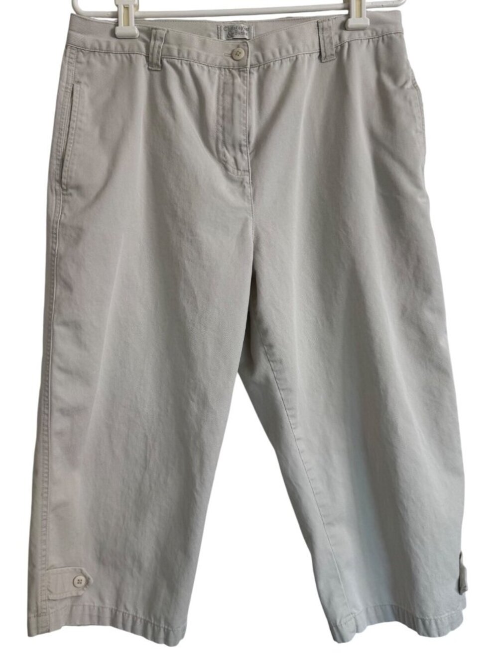 Christopher & Banks Size 12 Beige Capri Pants Pockets EUC